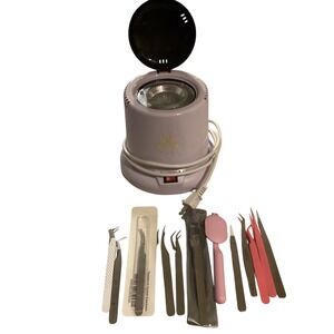 Professional Eyelash Extension Wax Warmer Kit with Precision Tweezers